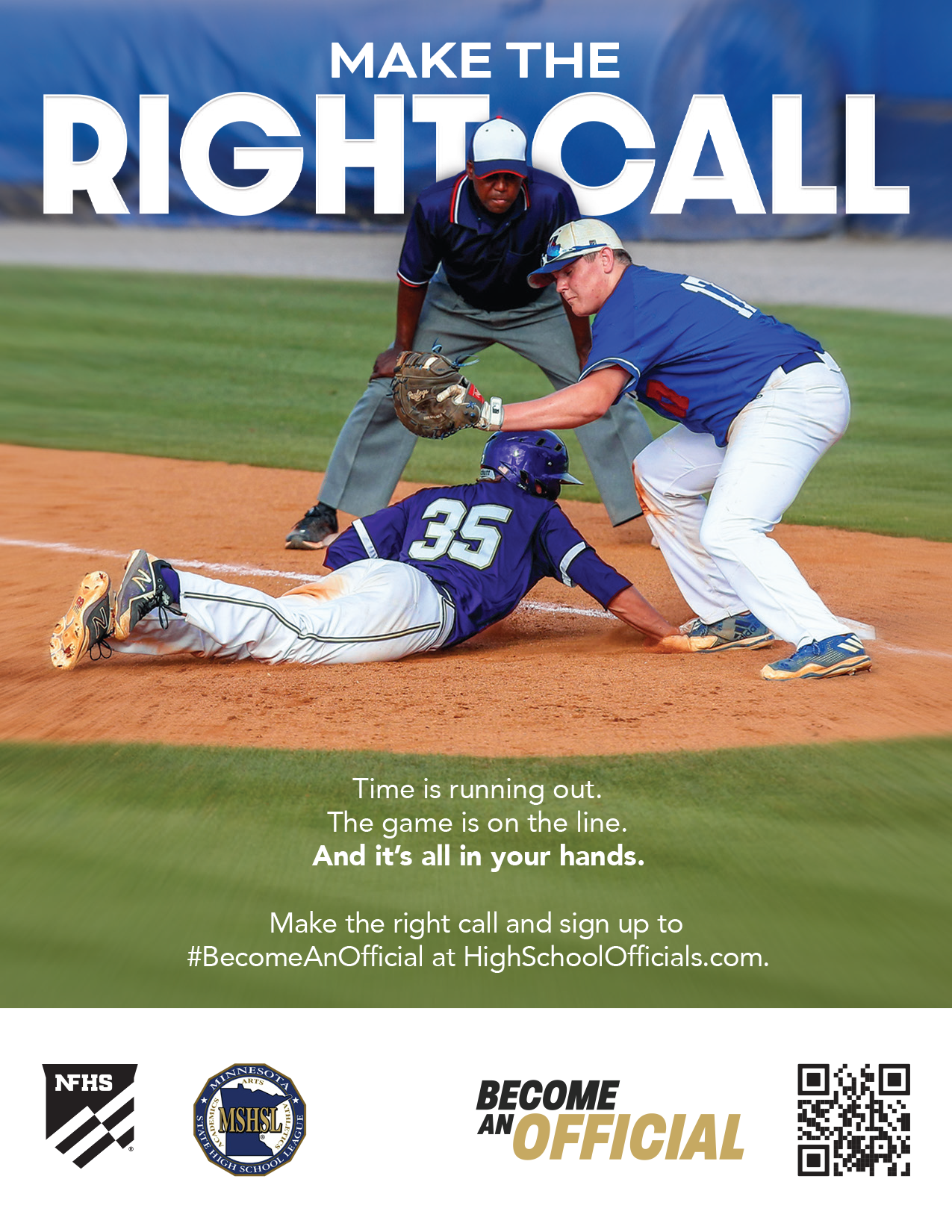 MSHSL recruitment poster encouraging people to become an official